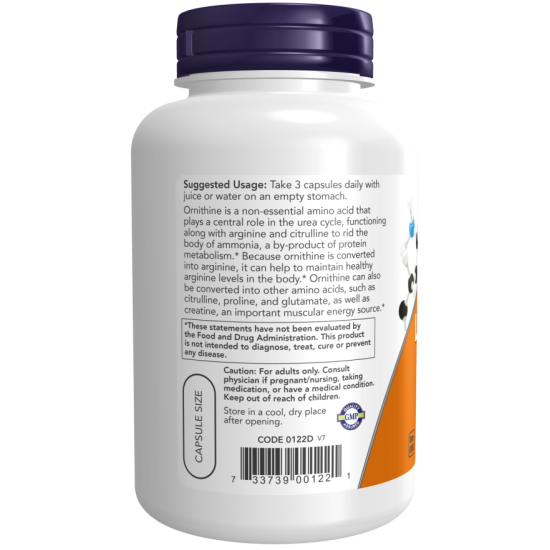 NOW Ornitina 500mg - 120 Capsule vegetale