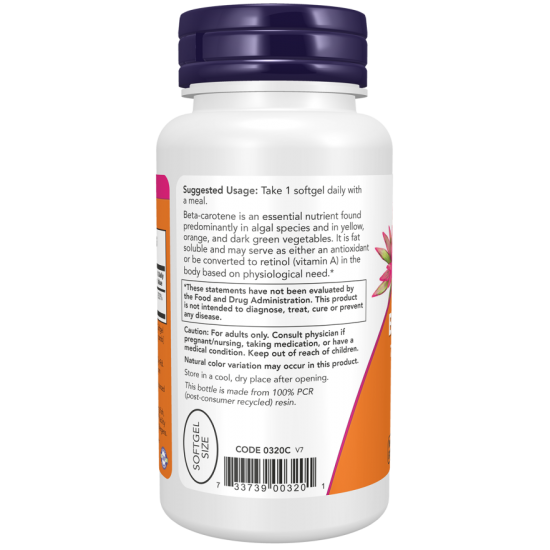 NOW Natural Beta Carotene 25000IU - 90 Softgels