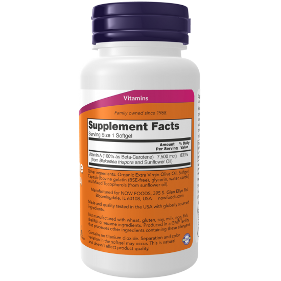 NOW Natural Beta Carotene 25000IU - 90 Softgels