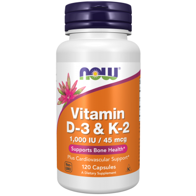 NOW Foods, Vitamina D-3 1000 IU & K-2 - 120 Capsule vegetale