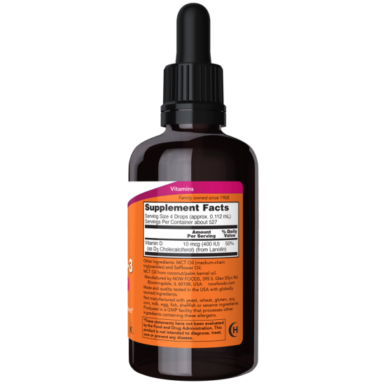 NOW Vitamina D-3 Lichida - 60ml