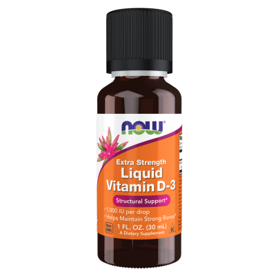 NOW Foods, Vitamina D-3 Lichida FORTE 1000 IU/picatura - 30 ml