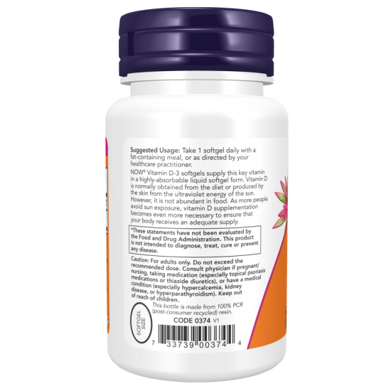 NOW Vitamina D-3 5,000 IU - 120 Softgels