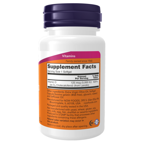 NOW Vitamina D-3 5,000 IU - 120 Softgels