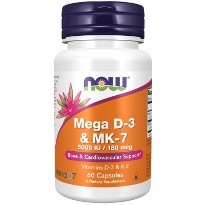 NOW Foods, MEGA D-3 + Vitamina K-2 MK7 - 60 Caspsule vegetale