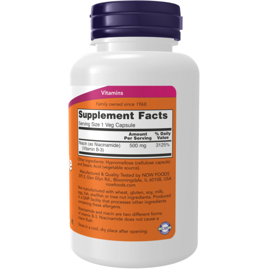 NOW Vitamina B-3 (Niacinamida) 500mg- 100 Capsule