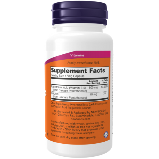 NOW Vitamina B-5 (Acid Pantotenic) 500mg - 100 Capsule