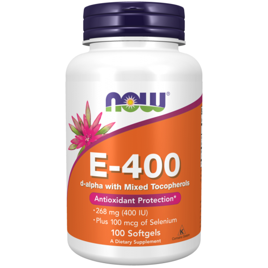 NOW Vitamina E-400 IU cu Seleniu - 100 Softgels