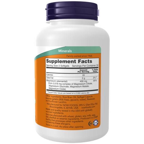 NOW Magneziu Citrat Softgels - 90 Softgels