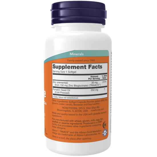 NOW Zinc Glycinate - 120 Softgels