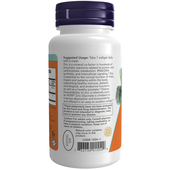 NOW Zinc Glycinate - 120 Softgels