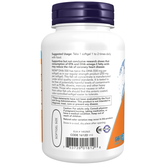 NOW DHA 500mg - 90 Softgels