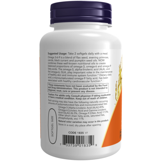 NOW Omega 3-6-9 1000mg - 100 Softgels