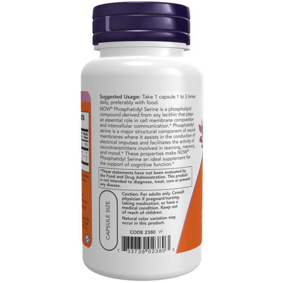 Phosphatidyl Serine (Fosfatidilserina) 100mg, NOW Foods - 60 Capsule vegetale