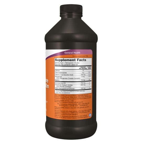 NOW Glucosamina si Condroitina cu MSM - 473ml