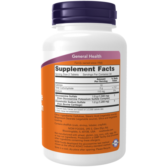 NOW Glucosamina si Condroitina 750/600mg - 60 Tablete