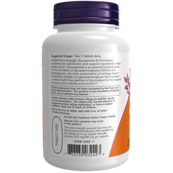 NOW Glucosamina si Condroitina 750/600mg - 60 Tablete