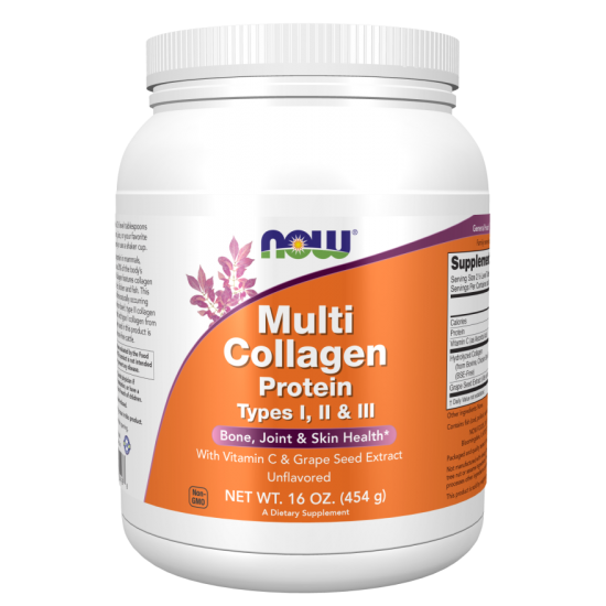 NOW Foods Multi Colagen Protein Pulbere Typer I. II, si III - 454g