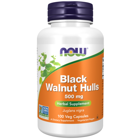 Black Walnut Hulls 500mg, NOW Foods - 100 Capsule vegetale