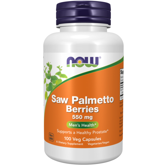 NOW Saw Palmetto Berries, Sanatatea Prostatei, 550mg -  100 Capsule vegetale