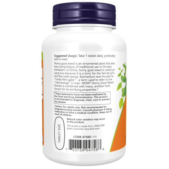 NOW Horny Goat Weed Extract 750mg - 90 Tablete