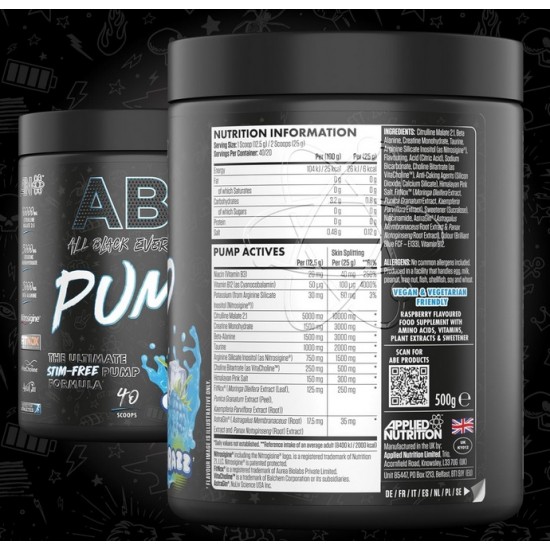 ABE Pump Pre-workout Zero Stimulant (Fara cofeina) - 500g