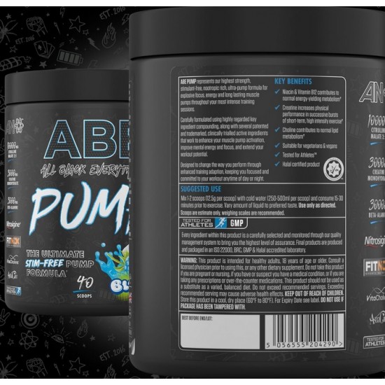 ABE Pump Pre-workout Zero Stimulant (Fara cofeina) - 500g