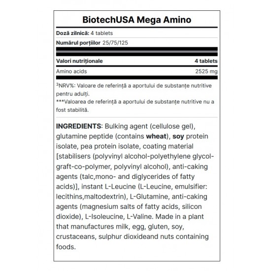 BiotechUSA Mega Amino 3200 - 100 Tablete