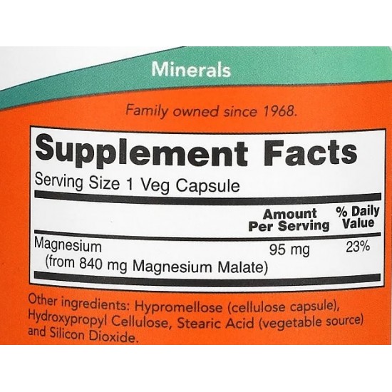 NOW Magnesium Malate Caps 180 Capsule vegetale