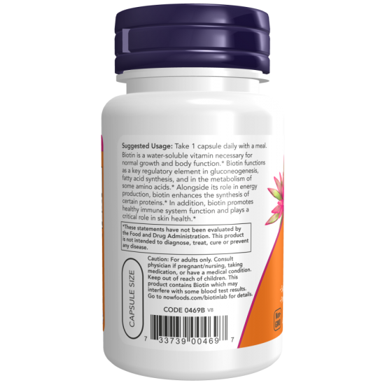 NOW Foods, Biotina (Vitamina H) 1000mcg - 100 Capsule