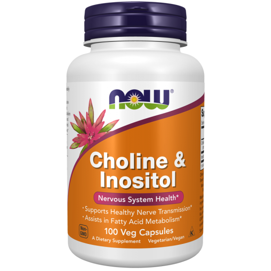 NOW Colina si Inozitol - 100 Capsule Vegetariene