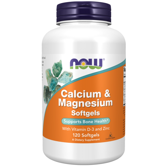 NOW Calciu si Magneziu cu Vitamina D-3 si Zinc - 120 gelule