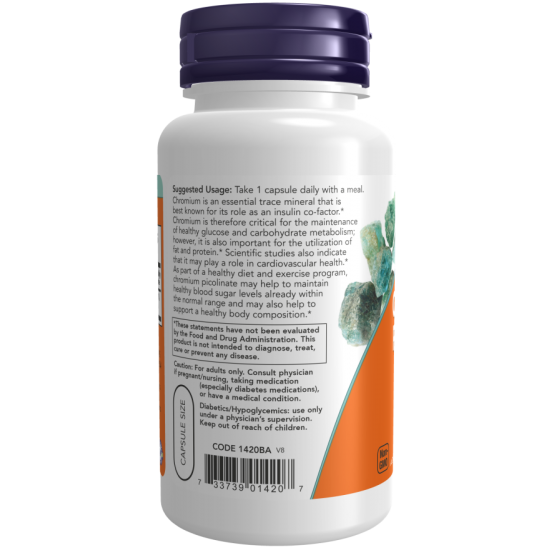 NOW Crom Picolinat 200mcg - 100 Capsule vegetale