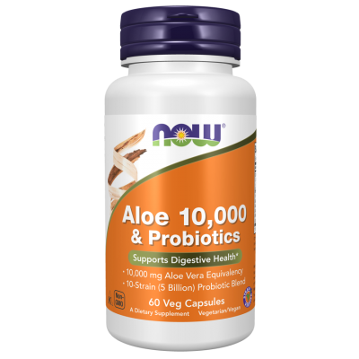 NOW Foods, Aloe 10,000 & Probiotics - 60 Capsule vegetale