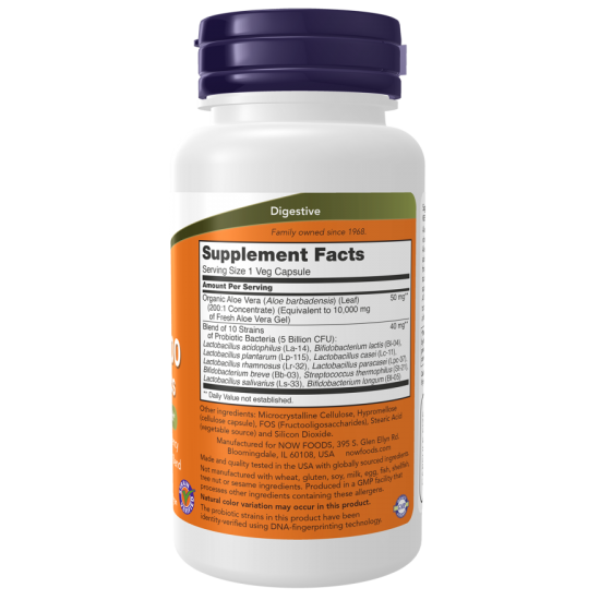 Now Foods Aloe 10,000 & Probiotics 60 Capsule vegetale